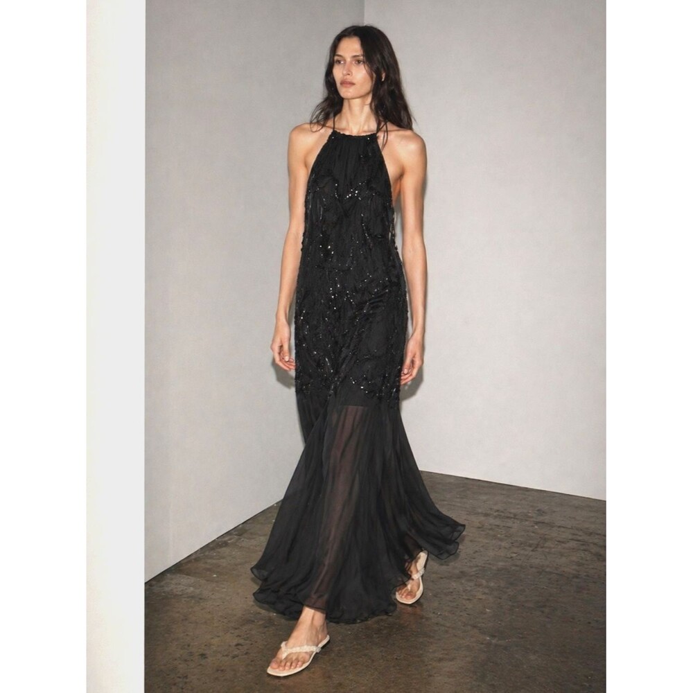 ZARA SEQUINNED HALTER DRESS ZW COLLECTION